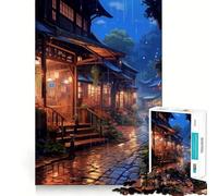 Rompecabezas Village Rain Street para Adolescentes,1000 Piezas,Mejora la Agilidad Mental,Juego,tamaño Uniforme,Piezas precisas,diversión Familiar,Actividad Nocturna (50x75cm)