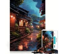 Rompecabezas Village Rain Street para Adultos,1000 Piezas,para desarrollar la Memoria,Divertido,de Alta precisión,fácil de Aprender,para Disfrutar en Familia (38x26cm)