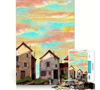 Rompecabezas Village Sunset 1000,Juego de concentración Mental,diseño de Ajuste Huecos,desafío Cerebral Interactivo para el hogar (38x52cm)