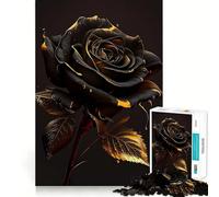 Rompecabezas Vintage Black Rose de 1000 Piezas Diversión para ejercitar la Memoria Bordes Lisos Encaja Perfectamente Una Forma Divertida de llenar los ratos Libres (38x52cm)
