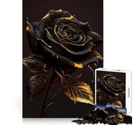 Rompecabezas Vintage Black Rose de 1000 Piezas para Adultos Diversión Intelectual, pasatiempo Relajante, Corte preciso, Regalo navideño (38x26cm)