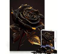 Rompecabezas Vintage Black Rose de 1000 Piezas para Adultos Estimula la Memoria y facilita la relajación Bordes definidos (38x52cm)