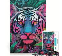 Rompecabezas Vintage Colorful Tiger para Adultos,1000 Piezas,Juego Mental Divertido con tecnología Avanzada de Corte láser,desafío entretenido para Pasar el Tiempo (38x26cm)