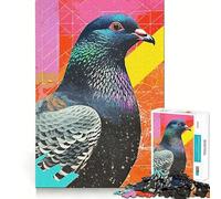 Rompecabezas Vintage con diseño de Paloma y Collage,1000 Piezas,Juego cognitivo Divertido,Troquelado de Alta precisión, aliviar el estrés (38x26cm)