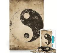 Rompecabezas Vintage con el símbolo del Yin Yang para Adultos 1000 Piezas Juego para estimular el Pensamiento Estructura de Encaje precisa fácil de Aprender diversión para Toda la Familia (38x52cm)