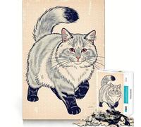 Rompecabezas Vintage con ilustración de Gato para Adolescentes,1000 Piezas,Divertido y Estimulante,con componentes Resistentes y de Corte Limpio,una Actividad entrañable para Compartir (38x26cm)