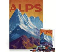 Rompecabezas Vintage con póster de la Cordillera de los Alpes para Adolescentes, 1000 Piezas, Ejercicio Mental, distracción Suave, Corte Exacto, (38x26cm)