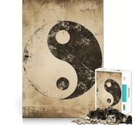 Rompecabezas Vintage con símbolo Yin Yang de 1000 Piezas para Adolescentes Juego para estimular la Mente Montaje Firme y Seguro Actividad Divertida para Toda la Familia (50x75cm)