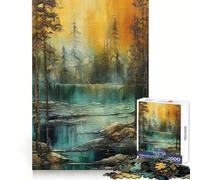 Rompecabezas Vintage de 1000 Piezas con diseño de Bosque Junto al Lago,Ideal para Adolescentes,Que desarrolla la lógica,Proporciona una Experiencia Relajante y Tiene Bordes definidos Un Memorable