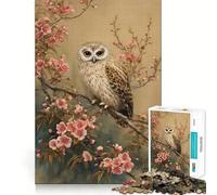 Rompecabezas Vintage de 1000 Piezas con diseño de búho Entre Flores de Cerezo para Adolescentes Ideal para Relajarse y Disfrutar de Momentos tranquilos Corte Suave y Elegante (50x75cm)