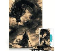 Rompecabezas Vintage de 1000 Piezas con diseño de dragón samurái para Adultos Juguete Inteligente para el hogar Corte Suave Sorpresa navideña (38x52cm)
