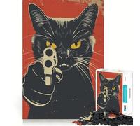Rompecabezas Vintage de 1000 Piezas con diseño de Gato Enojado para Adolescentes Juguete para ejercitar la Mente, Ideal para Relajarse y Disfrutar del Arte Regalo Original 38x26cm