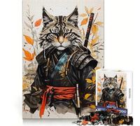 Rompecabezas Vintage de 1000 Piezas con diseño de Gato samurái para Adultos y Adolescentes Recuerda armarlo Lentamente y Disfrutar de un Corte preciso Artículo de colección (38x52cm)