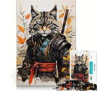 Rompecabezas Vintage de 1000 Piezas con diseño de Gato samurái para Adultos y Adolescentes Recuerda armarlo Lentamente y Disfrutar de un Corte preciso Artículo de colección (38x52cm)