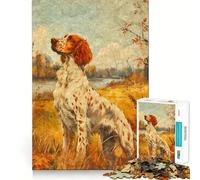 Rompecabezas Vintage de 1000 Piezas con diseño de Setter Inglés,Ideal para Adultos Un desafío Mental Corte preciso y alineación Diversión Nocturna en Familia (38x52cm)