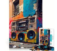 Rompecabezas Vintage de 1000 Piezas con Forma de radiocasete para Adolescentes Juego de concentración Mental Corte de precisión Bordes Lisos Juego Ideal para Rellenar Calcetines navideños (50x75cm)