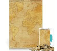 Rompecabezas Vintage de 1000 Piezas con Mapa del Viejo Mundo para Adolescentes Ideal para estimular la Memoria, Reducir el estrés y Crear un Ambiente artístico con Cortes Suaves (38x26cm)