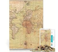 Rompecabezas Vintage de 1000 Piezas con Mapa del Viejo Mundo para Adultos, Juguete para ejercitar la Mente, Alivio del estrés, decoración de Pared con Bordes definidos (50x75cm)