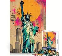 Rompecabezas Vintage de 1000 Piezas de la Estatua de la Libertad para Adultos Mejora la Memoria Alegría Familiar Diseño para armar Elige tu Deseo de Papá Noel 38x52cm