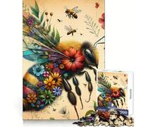 Rompecabezas Vintage de Abejas para Adultos, 1000 Piezas, para desarrollar la Memoria, Relajarse, divertirse, unirse, cálido, (38x26cm)
