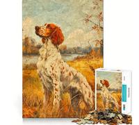 Rompecabezas Vintage de Aceite con diseño de Setter inglés,1000 Piezas,Juego de Memoria,Alta precisión,Manualidades interactivas,desafío Cerebral para el hogar (38x26cm)