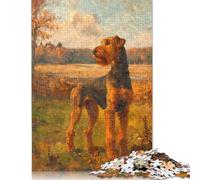 Rompecabezas Vintage de Airedale Terrier, Juegos educativos, Actividades Familiares, Rompecabezas de cartón Premium para Mujeres y Hombres, Regalo, 1000 Piezas (38 x 26 cm)