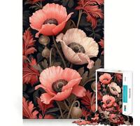 Rompecabezas Vintage de Amapolas Rojas de 1000 Piezas Diversión para ejercitar la Mente Encaja Perfectamente sin Huecos Actividad para Fortalecer los Lazos Familiares (38x52cm)