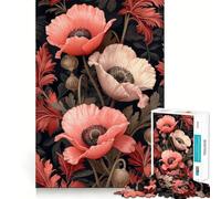Rompecabezas Vintage de Amapolas Rojas de 1000 Piezas Juego de Habilidad Mental Ajuste Estable Sin Piezas Que se muevan Un pasatiempo Agradable para Fines de Semana Largos (38x26cm)