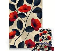 Rompecabezas Vintage de Amapolas Rojas de 1000 Piezas para Adultos Rompecabezas para desarrollar el Pensamiento crítico y la atención Plena Ajuste Firme Regalo Ideal de Navidad (38x52cm)