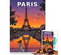 Rompecabezas Vintage de Anime con el Horizonte de París y la Torre Eiffel para Adultos 1000 Piezas Juego de Memoria para el Cerebro Corte Fino Acabado de Primera Calidad Una Forma entretenida de