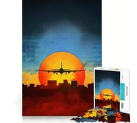 Rompecabezas Vintage de avión al Atardecer para Adolescentes,1000 Piezas,Divertido y Estimulante,componentes Resistentes y de Corte Limpio,Actividad para Compartir en Familia (50x75cm)