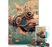 Rompecabezas Vintage de Ballena robótica 1000 Piezas Juego Think Boost Cierre Seguro sin Piezas Sueltas desafío Interactivo para el Cerebro en casa (38x52cm)