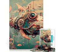 Rompecabezas Vintage de Ballena robótica para Adultos 1000 Piezas Juego de Memoria Cerebral Corte Fino Acabado Premium Forma entretenida de Pasar el Tiempo Libre (50x75cm)