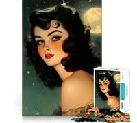 Rompecabezas Vintage de Bruja de Halloween para Adultos,1000 Piezas,Juego de Memoria,Ajuste Firme,Montaje Seguro,Juego de construcción de Conexiones significativas (38x26cm)