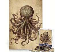 Rompecabezas Vintage de Calamar de 1000 Piezas para Adultos Ideal para Mejorar la concentración y Relajarse Corte Suave Un Regalo Encantador (38x26cm)