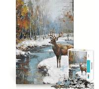 Rompecabezas Vintage de Ciervo de 1000 Piezas para Adolescentes,Juego de concentración Mental,Corte de precisión,Bordes Lisos,Ideal para Rellenar Calcetines navideños (50x75cm)