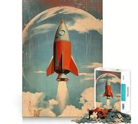Rompecabezas Vintage de Cohete Espacial de 1000 Piezas Juguete para desarrollar la Capacidad cognitiva Superficie Lisa y sin Rebabas Actividad Relajante para Grupos en Interiores (38x52cm)