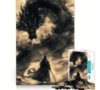 Rompecabezas Vintage de dragón samurái de 1000 Piezas para Adolescentes Juguete para desarrollar la lógica y la Capacidad de relajación Bordes Lisos Regalo de Primera Calidad (50x75cm)