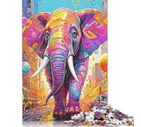 Rompecabezas Vintage de Elefante Colorido, 100% cartón Reciclado, Ideal para Adultos a Partir de 12 años. Regalo para el Día del Padre, 1000 Piezas (26 x 38 cm).