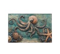 Rompecabezas vintage de estrellas de mar, color verde azulado, rompecabezas para entretenimiento e inteligencia envejecidos, rompecabezas divertidos para el cerebro, los mejores regalos para tu