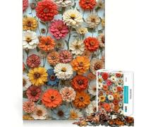 Rompecabezas Vintage de Flores de Zinnia para Adultos,1000 Piezas,Juego de Habilidad y Pensamiento,Troquelado de Alta precisión,desafío entretenido para el Tiempo Libre (38x26cm)