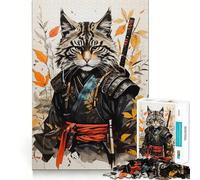 Rompecabezas Vintage de Gato samurái para Adolescentes, 1000 Piezas, Juguete Que desafía la Mente, diversión Relajante, Corte preciso, Regalo Festivo (38x26cm)