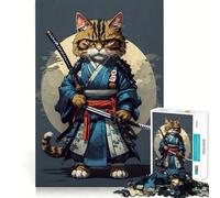 Rompecabezas Vintage de Gato samurái para Adultos, 1000 Piezas, Juguete de lógica Fina, Divertido y Relajante, con Bordes limpios, Regalo Original (50x75cm)