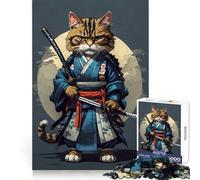 Rompecabezas Vintage de Gato samurái para Adultos, 1000 Piezas, Juguete de lógica Fina, Divertido y Relajante, con Bordes limpios, Regalo Original (50x75cm)