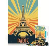 Rompecabezas Vintage de la Torre Eiffel de París para Adolescentes, 1000 Piezas, para estimular la Memoria, Relajante y Divertido, con diseño de patrón para armar, (38x26cm)