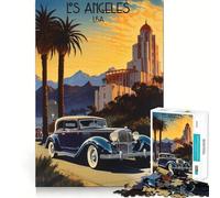 Rompecabezas Vintage de Los Ángeles de 1000 Piezas Juego de concentración Mental Corte de precisión Bordes Lisos Actividad Absorbente para Noches tranquilas (38x26cm)