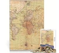 Rompecabezas Vintage de Mapa del Viejo Mundo para Adultos, 1000 Piezas, Recuerdo, Mejora, Tiempo de Paz, Corte Ajustado, Lista de Deseos de Santa Claus (38x52cm)