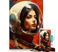 Rompecabezas Vintage de Mujeres astronautas,1000 Piezas,Entrenamiento cognitivo,Piezas Perfectamente encajables,Regalo de cumpleaños,Juguete para ejercitar la Mente (50x75cm)