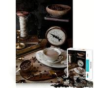 Rompecabezas Vintage de Naturaleza Muerta con café,1000 Piezas,Juguete para desarrollar la Capacidad cognitiva,Superficie Lisa y sin Rebabas,Actividad Relajante para Grupos en Interiores (50x75cm)