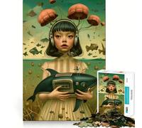 Rompecabezas Vintage de niña Adorable de 1000 Piezas Diversión para ejercitar la Memoria Bordes Lisos Encaja Perfectamente Una Forma Divertida de llenar Las Horas Libres (50x75cm)